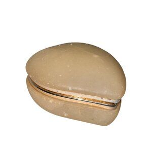 Vintage Alabaster Heart-Shaped Trinket Box With Gold-Toned Hinges